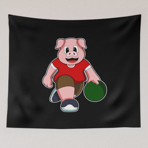 Item preview, Pig at Bowling with Bowling ball designed and sold by Snabdesign84.