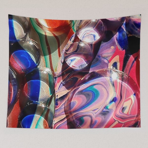 Item preview, Pink & Blue Acrylic Paint Bubbles designed and sold by CabinArtStudio.