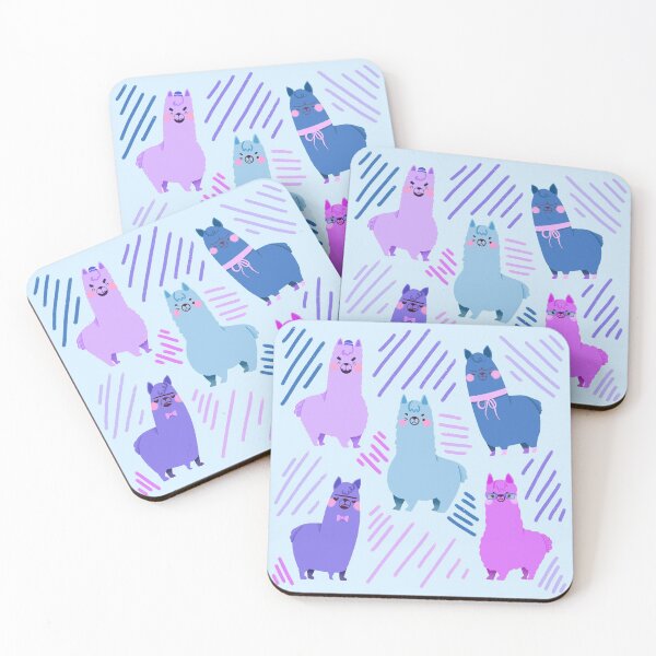 Item preview, Llama/Alpaca - Cute Blue and Purple Cartoon Animal Pattern designed and sold by TheRainbowRoom.