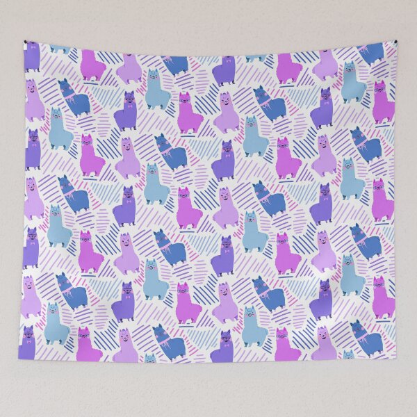 Item preview, Llama/Alpaca - Cute Blue and Purple Cartoon Animal Pattern designed and sold by TheRainbowRoom.