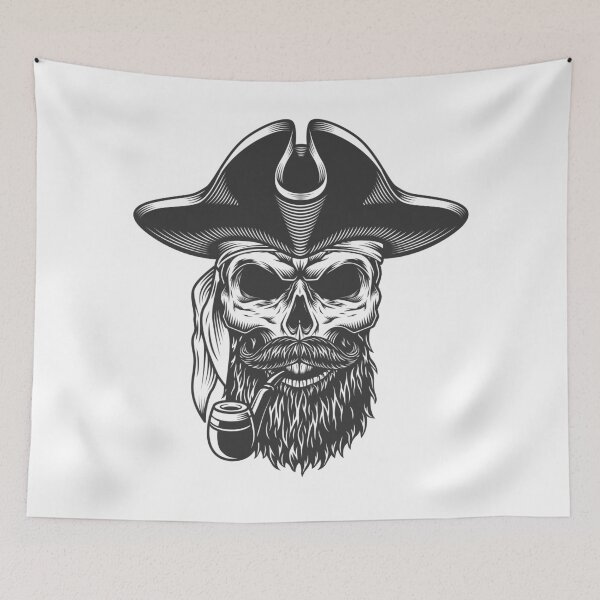 Item preview, pirate hipster skull designed and sold by Moueddene.