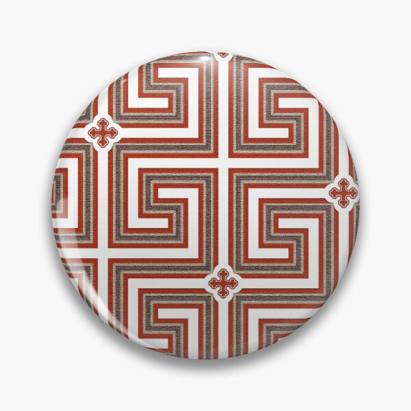 Item preview, Luxe Greek Key - Salmon, Grey and White with Textured Pattern designed and sold by vortexatelier.