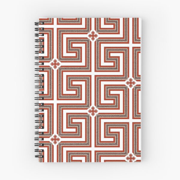 Item preview, Luxe Greek Key - Salmon, Grey and White with Textured Pattern designed and sold by vortexatelier.