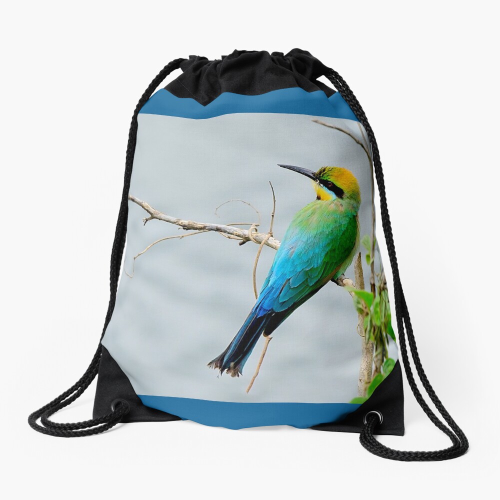 Rainbow Bee-eater 'Patiently Waiting' Drawstring Bag