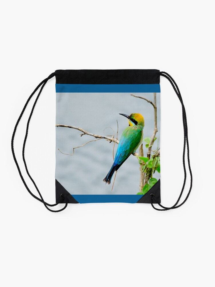 Alternate view of Rainbow Bee-eater 'Patiently Waiting' Drawstring Bag