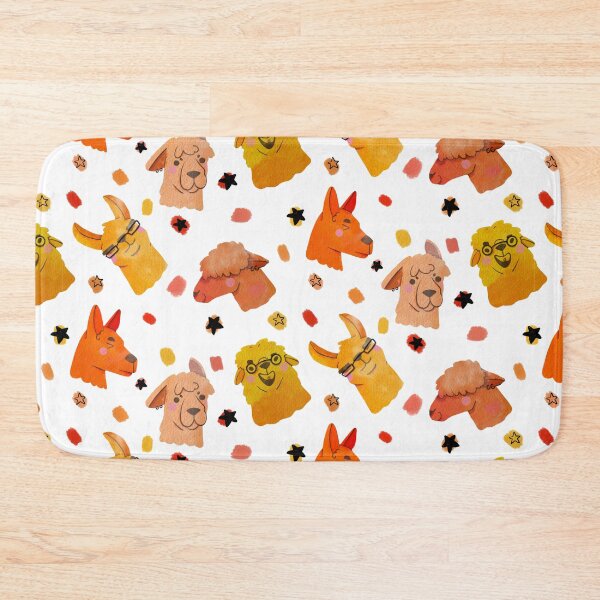 Item preview, Llama/Alpaca Heads - Cute Orange and Yellow Cartoon Animal Watercolor Pattern designed and sold by TheRainbowRoom.