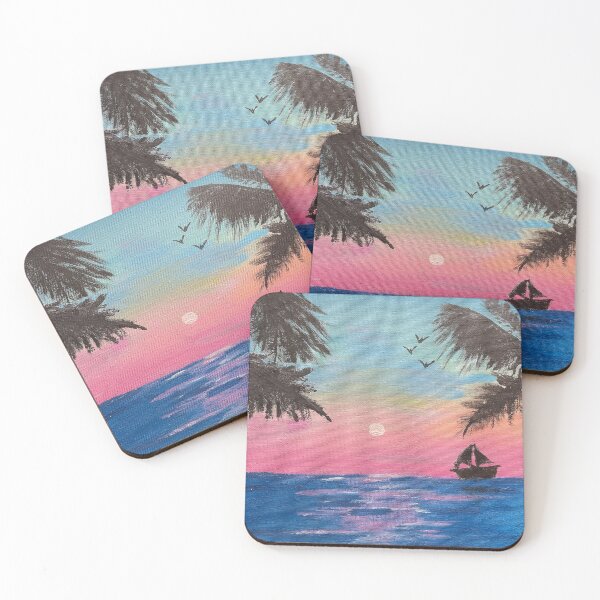 Sunset Sailing Coasters (Set of 4)