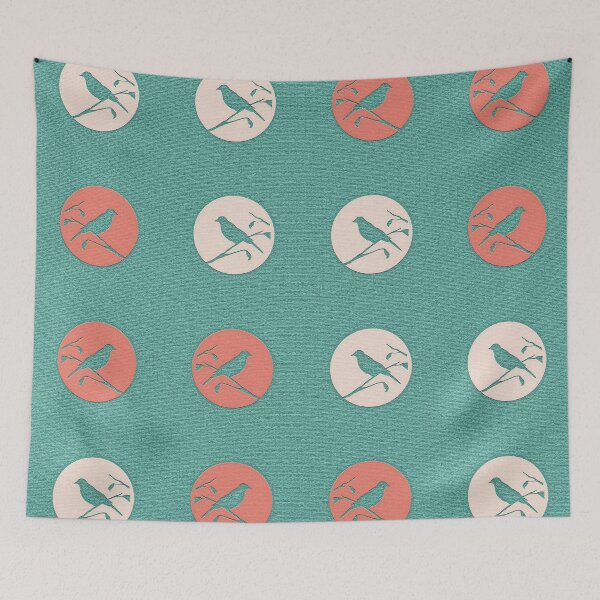 Item preview, Luxe Bird's Songs on Teal Green Textured Pattern designed and sold by vortexatelier.
