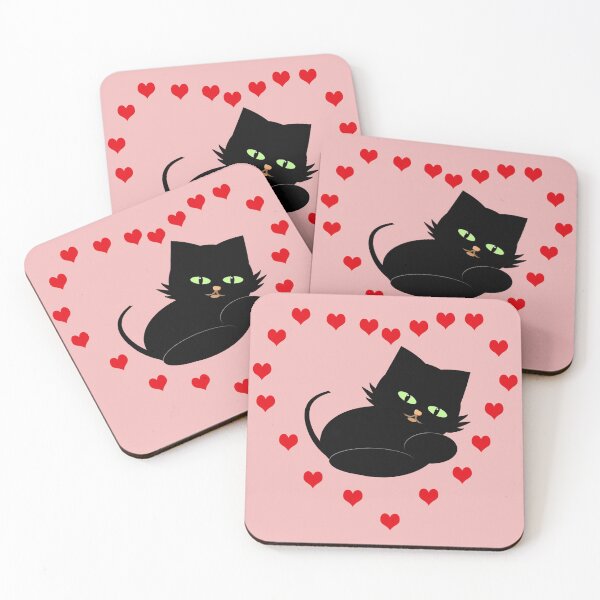 Item preview, Black kitten with hearts designed and sold by Laura Greco.