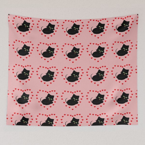 Item preview, Black kitten with hearts designed and sold by Laura Greco.