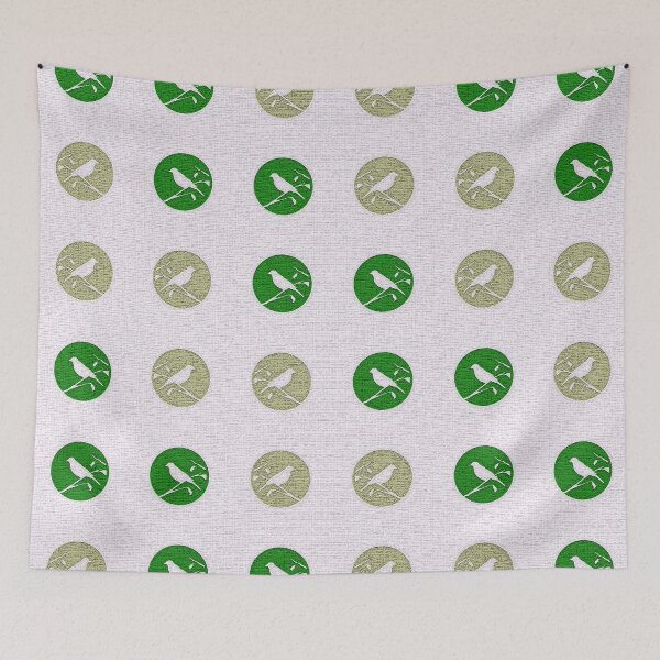 Item preview, Luxe Bird's Songs on Cream Green Textured Pattern designed and sold by vortexatelier.