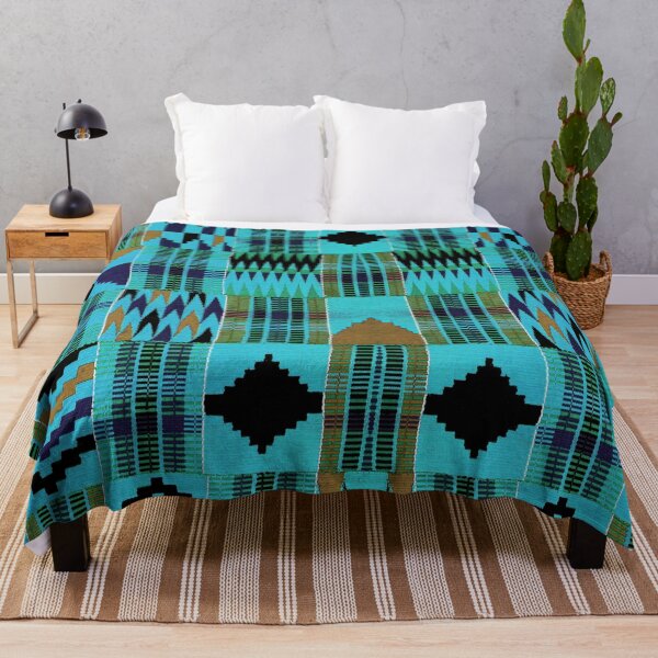 Item preview, Turquoise/aqua Africa Bright Colors African Kente Cloth Patterns  designed and sold by wildwhimsical.