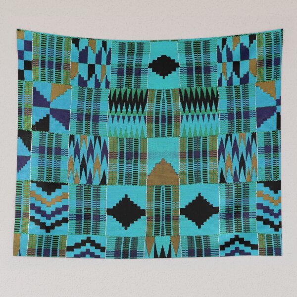 Item preview, Turquoise/aqua Africa Bright Colors African Kente Cloth Patterns  designed and sold by wildwhimsical.