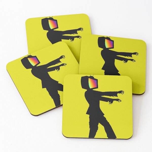 Item preview, Analog TV Zombie Apocalypse Black and White Rainbow Pixel Screen Yellow Background designed and sold by BrokenUnicorn.