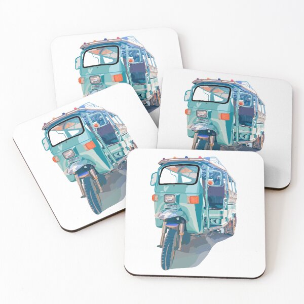 Item preview, Vang Vieng Laos street tuk tuk with luxury teal blue chrome designed and sold by LaynsLeaf.