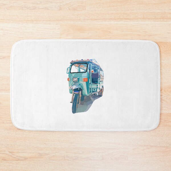 Item preview, Vang Vieng Laos street tuk tuk with luxury teal blue chrome designed and sold by LaynsLeaf.
