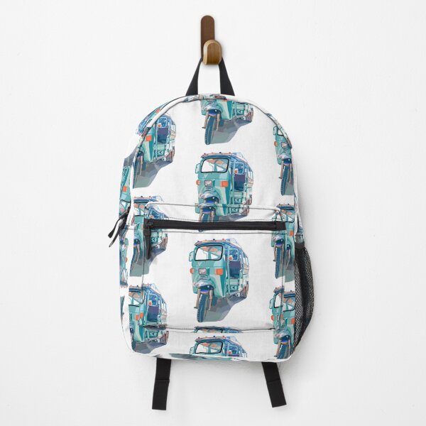 Item preview, Vang Vieng Laos street tuk tuk with luxury teal blue chrome designed and sold by LaynsLeaf.