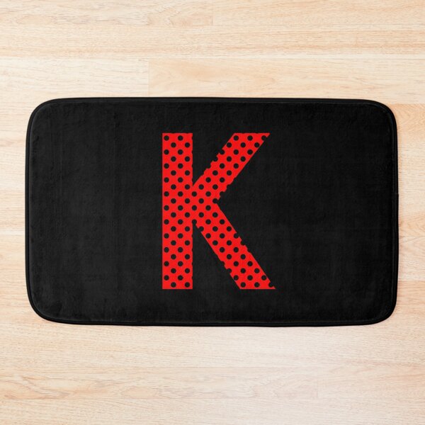 Item preview, The Letter K - Monogram in Black Polka Dots on Red Pattern designed and sold by Bumblefuzzies.