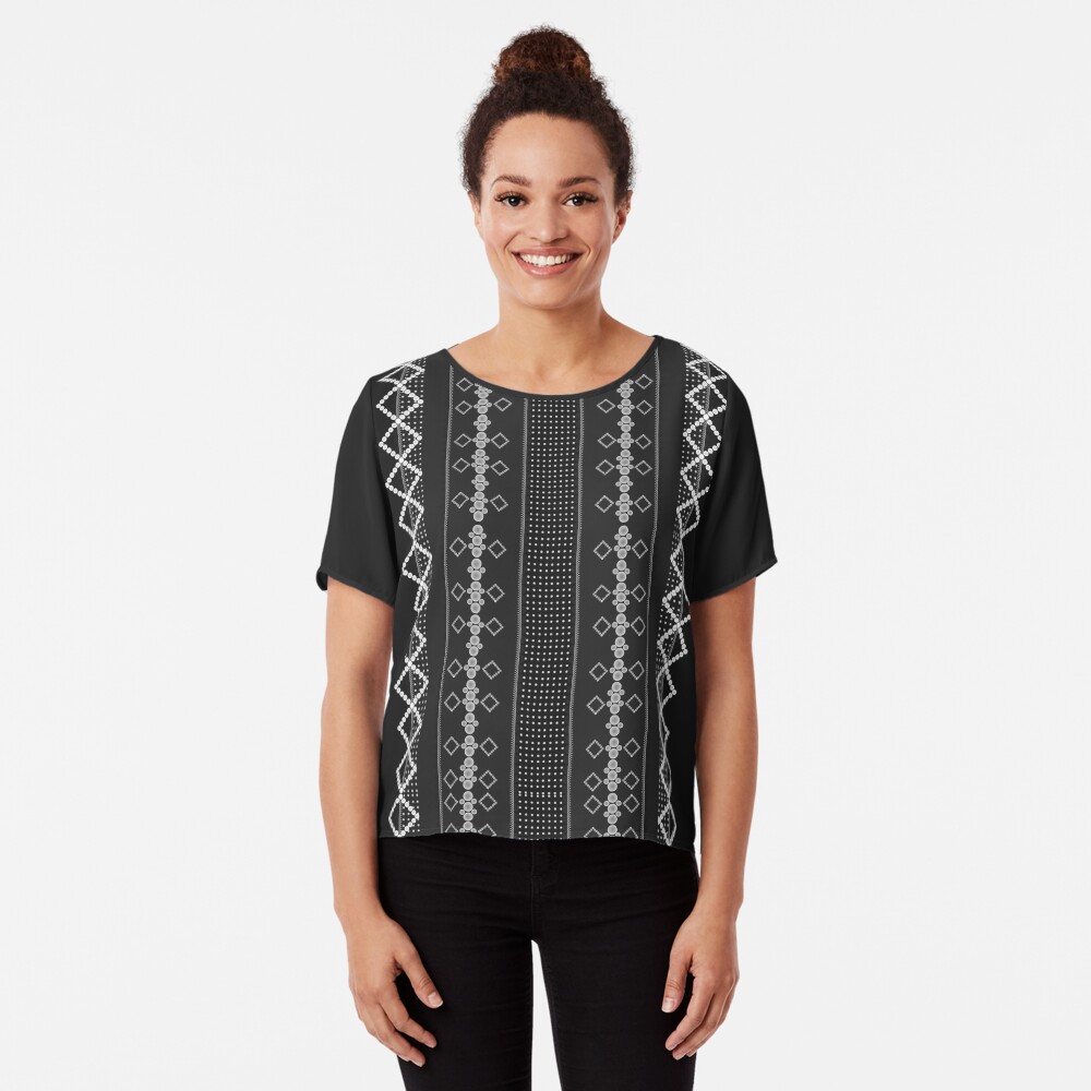 LaFara Stitches Decorations Chiffon Top