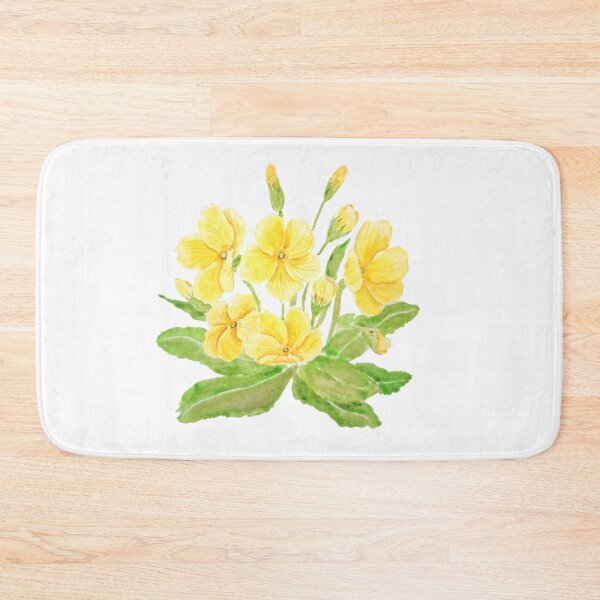 Item preview, hand painted yellow Primula flowers  watercolor painting wild primrose designed and sold by ColorandColor.