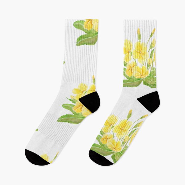 Item preview, hand painted yellow Primula flowers  watercolor painting wild primrose designed and sold by ColorandColor.