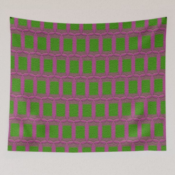 Item preview, Intertwined woven pink and green rings on textured pattern designed and sold by vortexatelier.