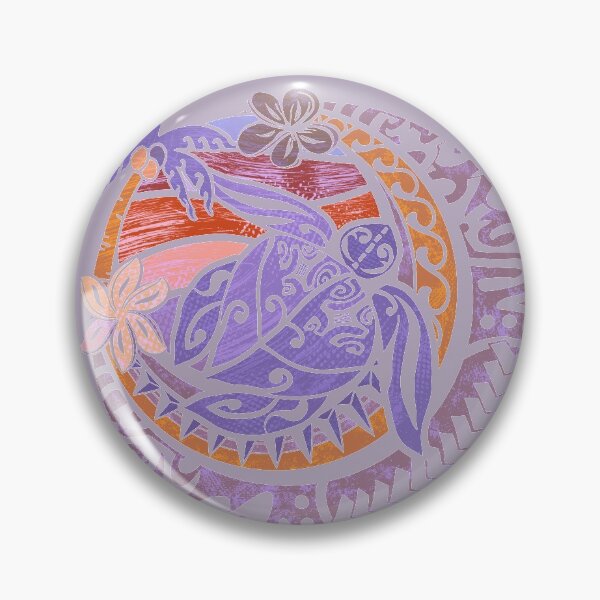 Item preview, Hawaiian Tribal Turtle Textured Badge  designed and sold by sunnthreads.