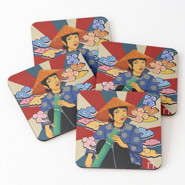 Item preview, Vietnamese lady smoking tobacco with bamboo bong designed and sold by HoanPhan.