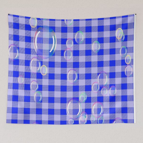 Item preview, Electric Blue Buffalo Plaid & Holographic Soap Bubbles designed and sold by Tamas Das.