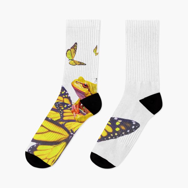 Item preview, DECORATIVE ABSTRACT GOLDEN FROG & YELLOW BUTTERFLIES designed and sold by sharlesart.