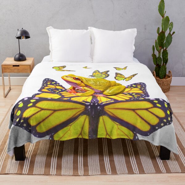Item preview, DECORATIVE ABSTRACT GOLDEN FROG & YELLOW BUTTERFLIES designed and sold by sharlesart.