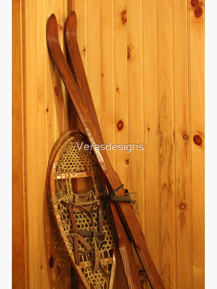 "Antique skis and bearpaw snowshoes" Sticker for Sale by Verasdesigns