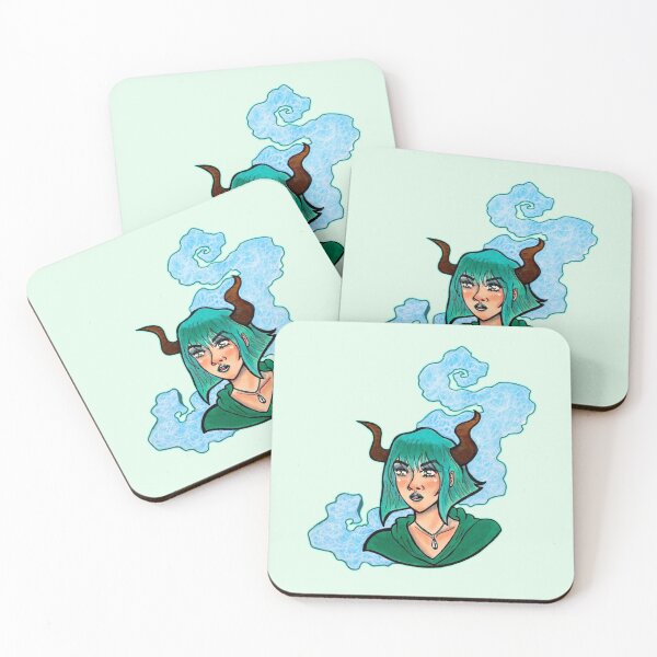 Item preview, Minotaur E-Girl (v2 Green, Blue smoke) designed and sold by AdennFox.