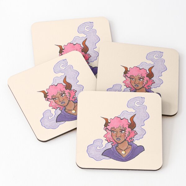 Item preview, Minotaur E-Girl (v1 pink hair, purple smoke) designed and sold by AdennFox.