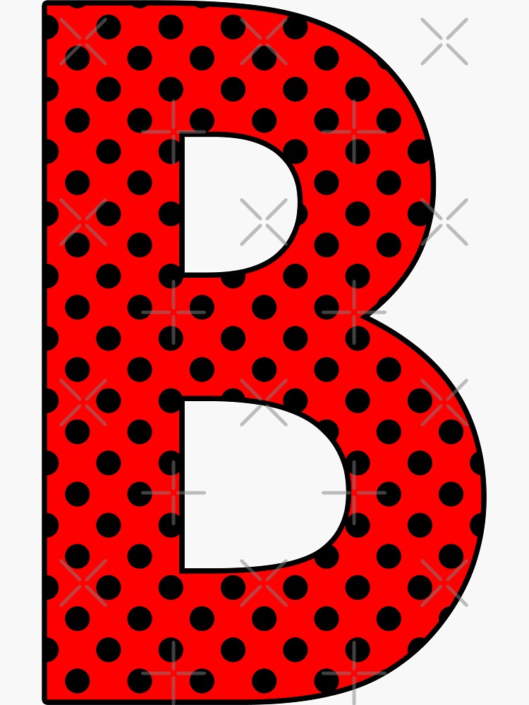 Monogram Letter, B Embroidered Word Black, Red, White, Black