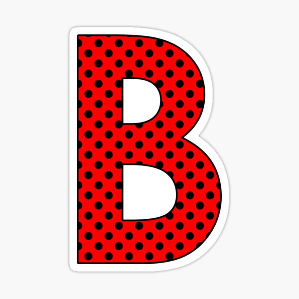 "The Letter B - Monogram In Black Polka Dots On Red Pattern" Sticker ...