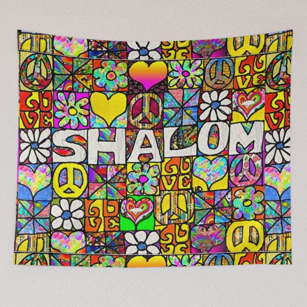 Item preview, 70s RETRO SHALOM PEACE POSTER designed and sold by THE AMERICAN TEEVANGELIST.