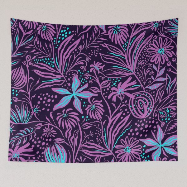 Item preview, A Night Flowered in Purple Floral Pattern designed and sold by The Masked Designer.