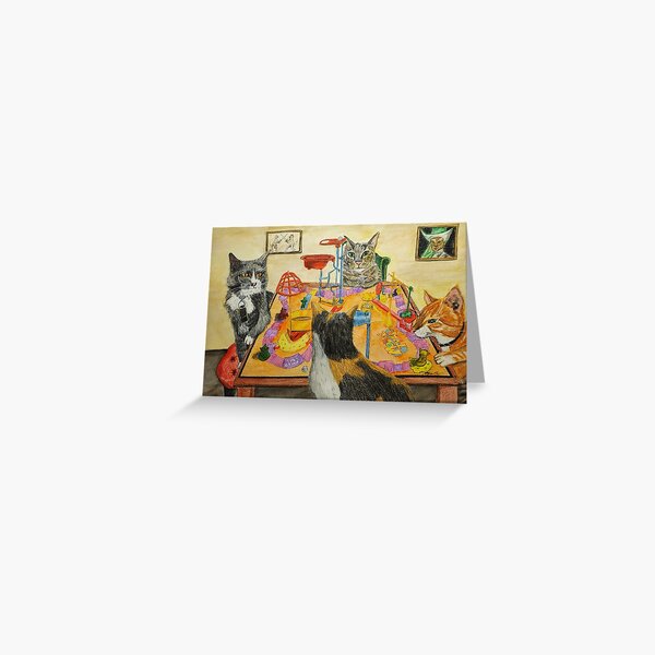 Item preview, cats playing mousetrap - high resolution designed and sold by Catherine Harding.