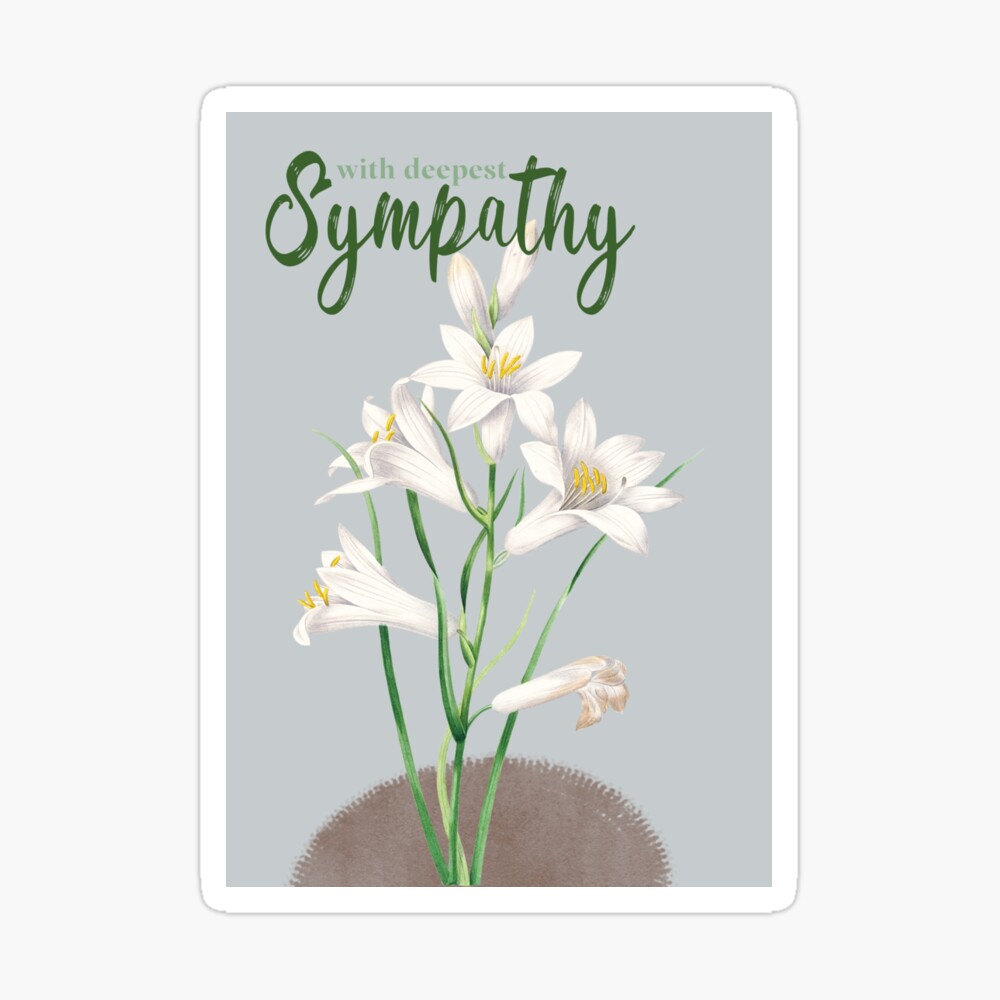 White Floral Deepest Sympathy Postcard, Zazzle