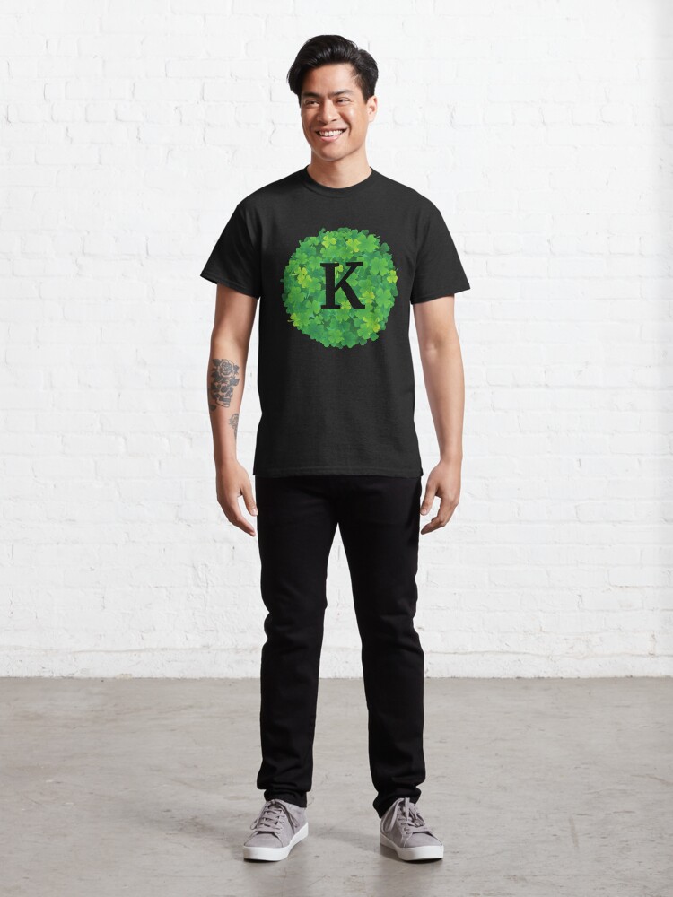 Alternate view of K initial on shamrocks Classic T-Shirt