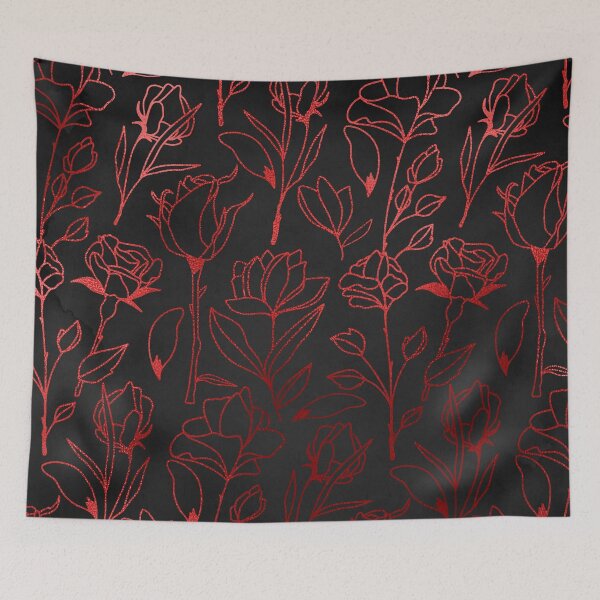 Item preview, Red and Black Flower Goth pattern designed and sold by WOW TeesAndThings.