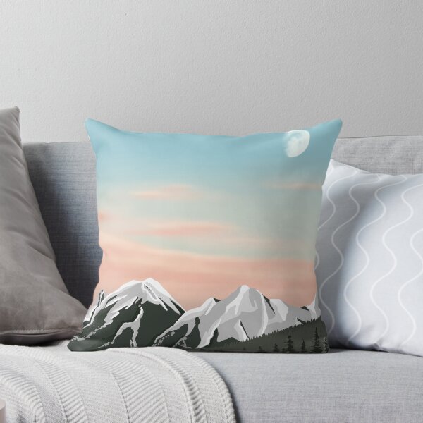 Item preview, Blush Pink Clouds Behind Mountains Minimalistic Landscape Digital Illustration designed and sold by AlmightyClaire.