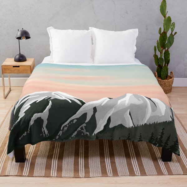 Item preview, Blush Pink Clouds Behind Mountains Minimalistic Landscape Digital Illustration designed and sold by AlmightyClaire.