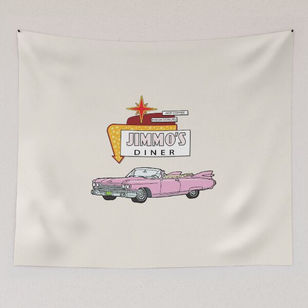 Item preview, Jimmo*s American Diner Sign With Pink Cadillac 1950s Nostalgia designed and sold by ElJimmo.