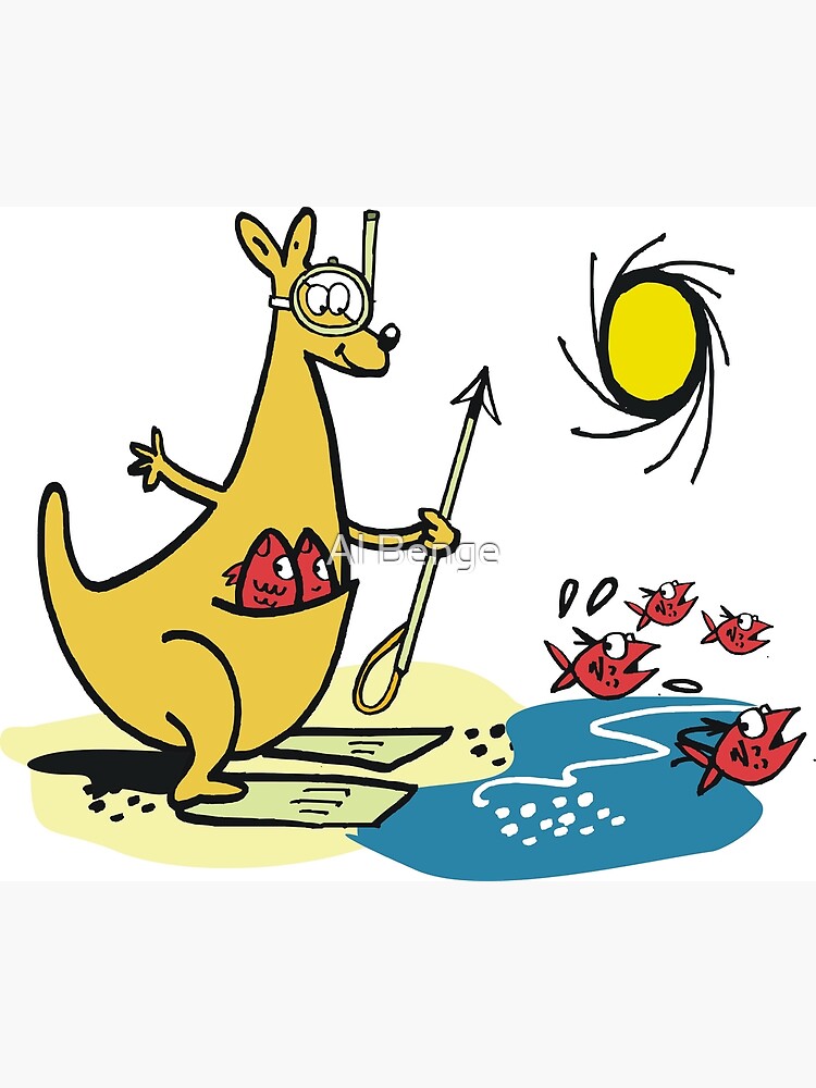 Cool cartoon kangaroo animal mat