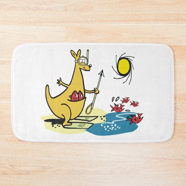 Item preview, Cute cartoon kangaroo fishing at beach designed and sold by Al Benge.