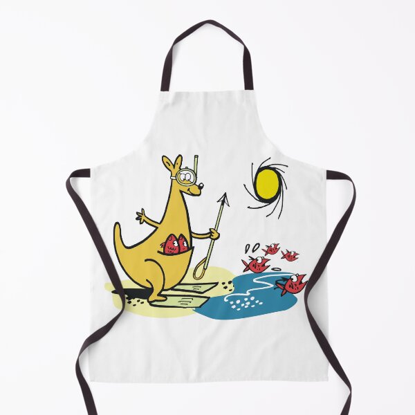 Item preview, Cute cartoon kangaroo fishing at beach designed and sold by Al Benge - NZ & Australian Art.