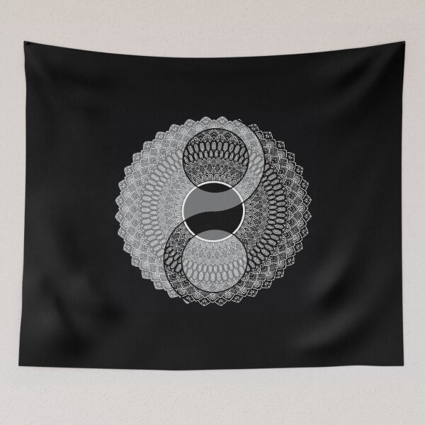 Item preview, Black and white Ying yang mandala designed and sold by snebaskart.