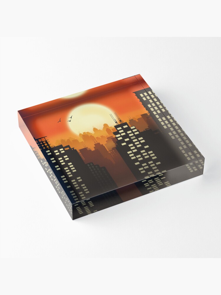 Alternate view of Sunset City Skyline Acrylic Block